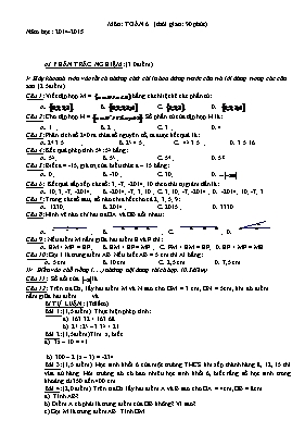 Kiểm tra 1 tiết Môn toán 6 (thời gian 90 phút)